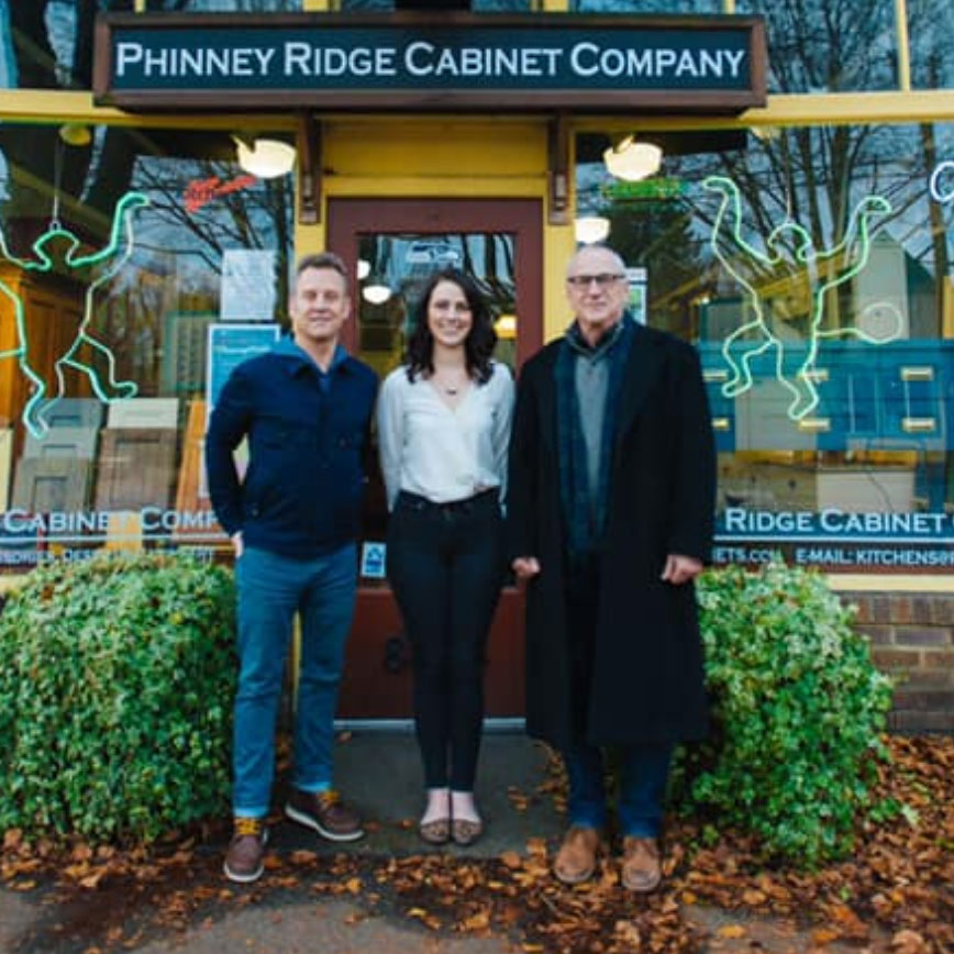 Phinney Ridge Cabinets Team Photo in front of Showroom